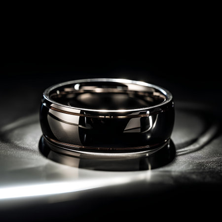 wedding rings on a black background close-up macro photographyの素材