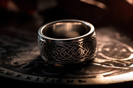 Wedding rings on a dark background. Close-up.の素材