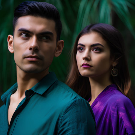 Portrait of young indian couple in love, outdoor shot.の素材