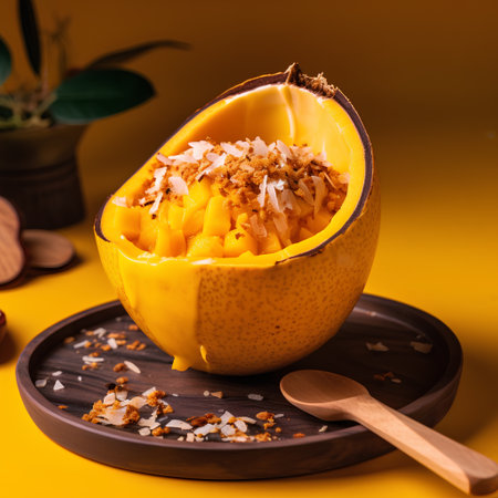 Strawberry and coconut pudding in a hollowed-out pumpkinの素材
