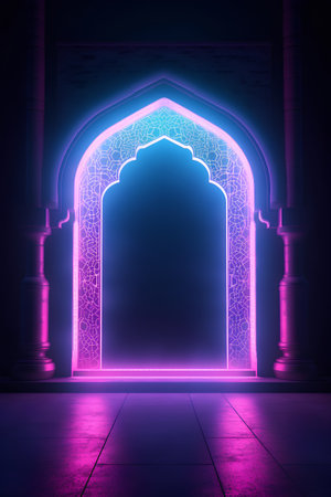 Ramadan Kareem background, 3d rendering. Computer digital drawing.の素材
