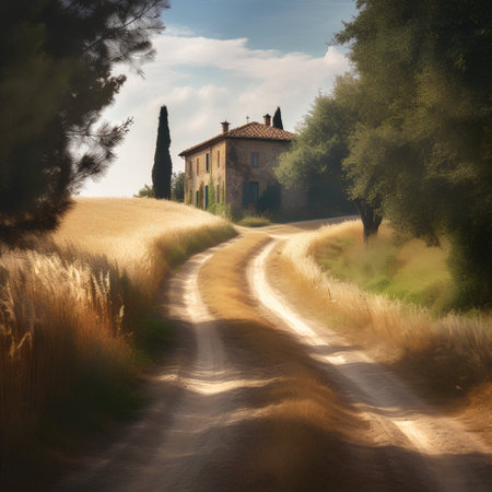 Lonely old house in Tuscany, Italy. Retro styleの素材