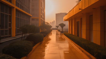 Sunset in the city,shanghai,china.の素材