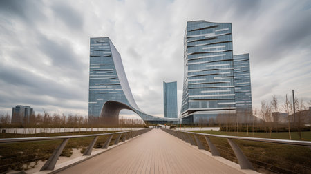 Modern buildings in the city of Milan, Lombardy, Italy.の素材