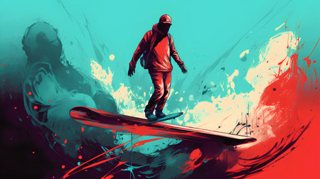 Skateboarder on a surfboard. Extreme sport. Vector illustration.の素材