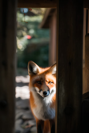 Red fox (Vulpes vulpes) in the zoo.の素材