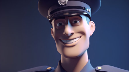 3d rendering of a police officer with a smile on his faceの素材