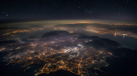 Aerial view of Hong Kong at night from Victoria Peak, Chinaの素材