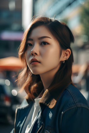 beautiful asian young woman in the city, lifestyle people conceptの素材