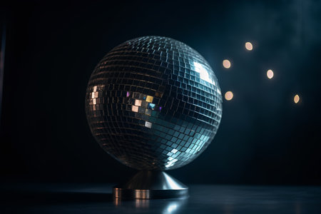 Mirror disco ball on a dark background. Disco club concept.の素材