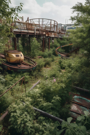 Abandoned amusement park in Riga, Latvia, Europe.の素材