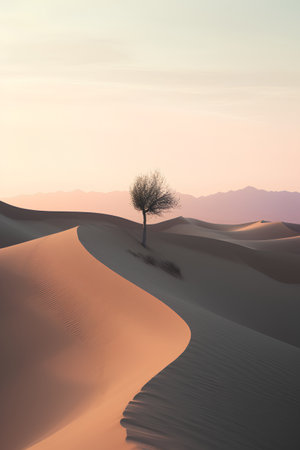 Silhouette of a tree in the desert. 3d renderingの素材