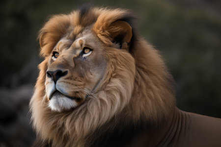Portrait of a male lion in the wild, South Africa.の素材