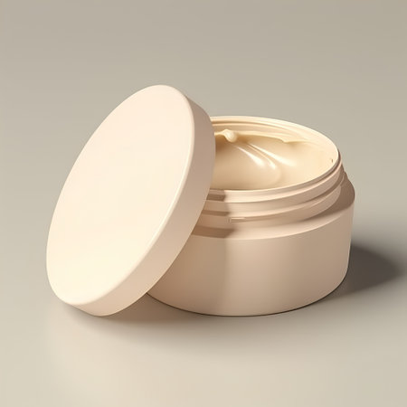 Cosmetic cream jar on white background. 3d render illustration.の素材