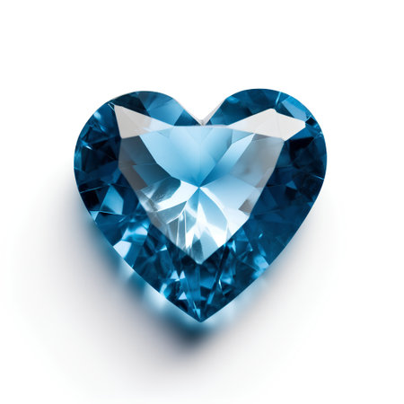 blue diamond heart on white background (high resolution 3D image)の素材