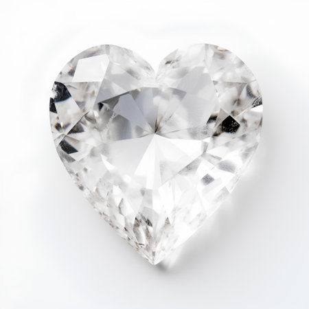 Heart shaped diamond on white background, valentine's day conceptの素材
