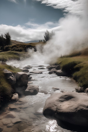 Hot spring in Yellowstone National Park, Wyoming, United States of Americaの素材