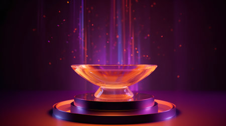 Abstract 3d illustration of a glass vase on a purple backgroundの素材