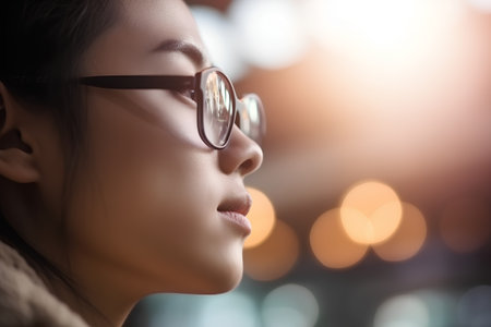Portrait of a beautiful young asian woman in eyeglassesの素材