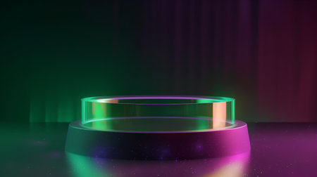 3d render, abstract background, empty round podium for product presentation.の素材