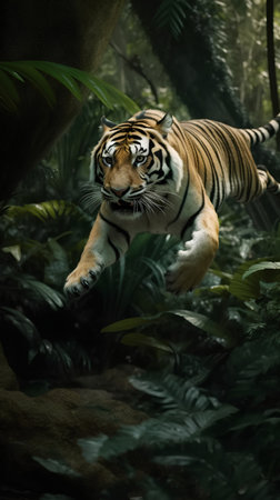 Sumatran tiger in the jungle. Wildlife scene from nature.の素材