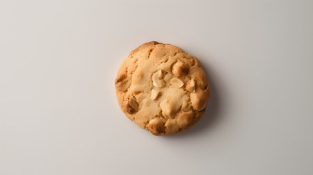 Chocolate chip cookie on white background, top view, copy spaceの素材