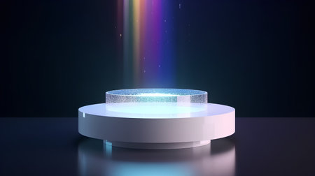 abstract scene with podium and lighting effect (3d render)の素材