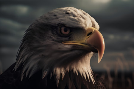 Bald Eagle on the background of stormy sky. 3d renderingの素材