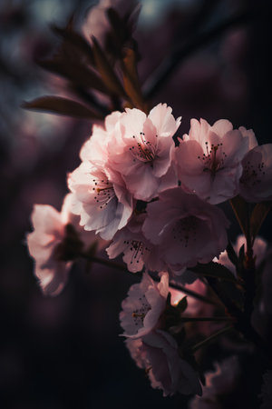 cherry blossom in spring, retro toned, soft focusの素材