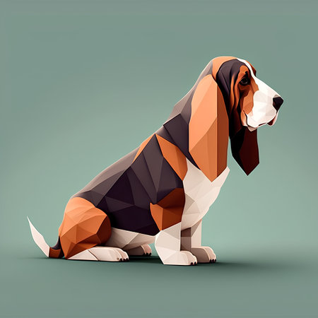 Beagle dog in low poly style. Low poly design. Vector illustration.の素材