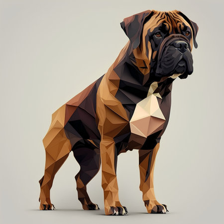 Low poly dog breed bullmastiff in low poly style. Vector illustrationの素材