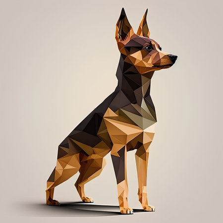 Contemporary low poly style illustration of a miniature pinscher dog.の素材