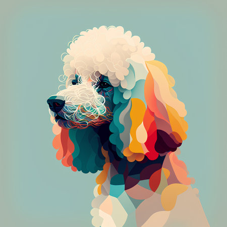 Portrait of a poodle dog in profile. Vector illustration.の素材