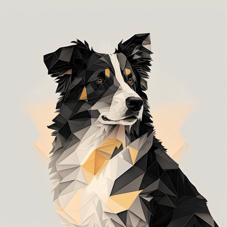 Australian shepherd dog in polygonal style. Low poly illustration.の素材