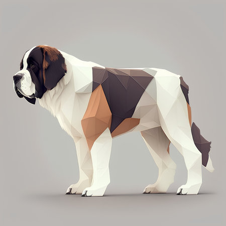 Boxer dog in polygonal style isolated on gray background.の素材