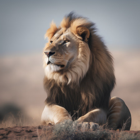 Lion in the savannah of the Etosha National Park in Namibiaの素材