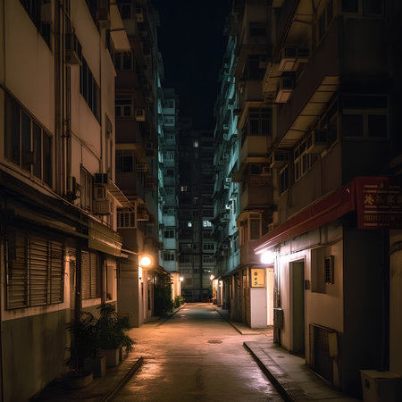 Night street in Hong Kong.の素材