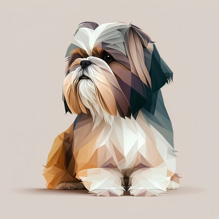 Shih tzu dog in low poly style. Vector illustration.の素材
