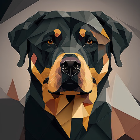 Rottweiler portrait. Low poly design. Vector illustration.の素材