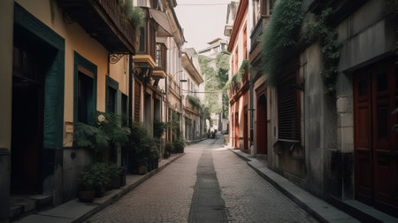 Narrow street in the old part of Istanbul, Turkey. Vintage style.の素材