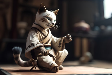 Cute cat figurine in a japanese style, selective focusの素材