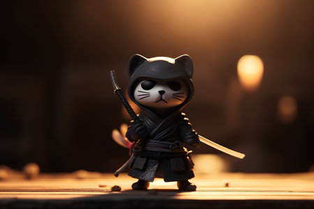 Kung fu master minifigure with katana in the cityの素材