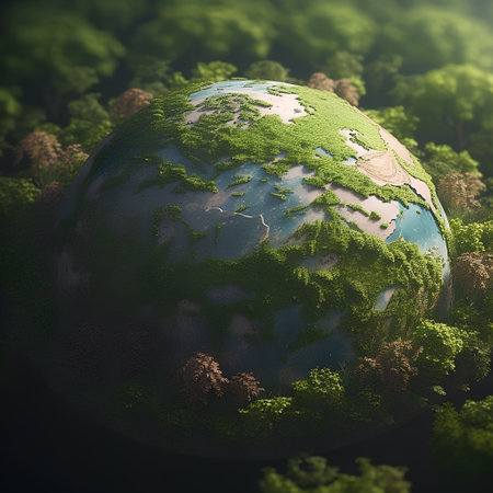 Earth planet in the forest. Elements of this image furnished by NASAの素材