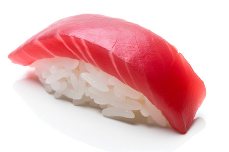 tuna sushi isolated on white background. japanese food.の素材
