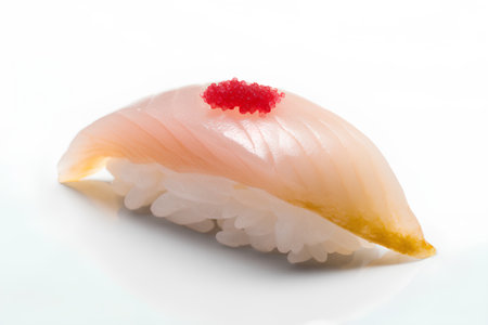 Sushi nigiri on a white background. Shallow dof.の素材