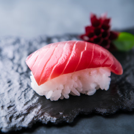 sushi on the black background, Japanese food style, selective focusの素材