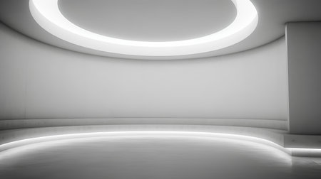 Abstract empty room with white walls and concrete floor. 3d renderの素材