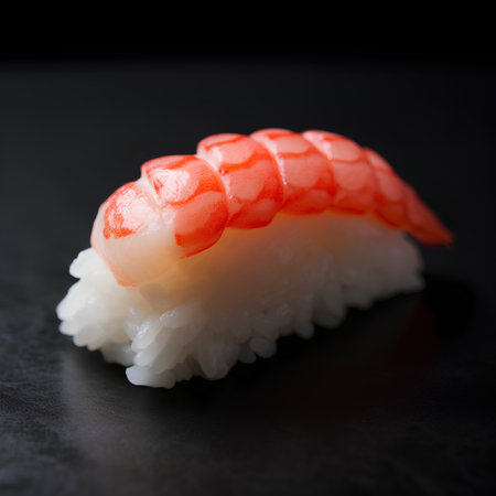 Sushi on a black background. Shallow depth of field.の素材