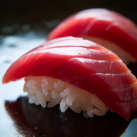 sushi on a black background, close-up, selective focusの素材