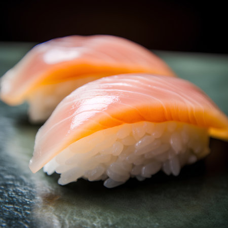 Salmon nigiri sushi japanese food style - selective focusの素材